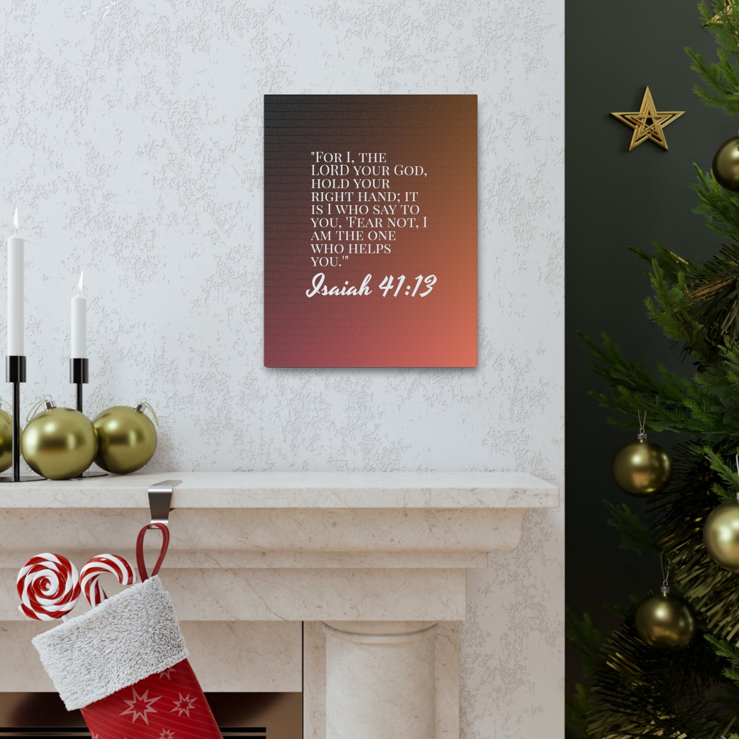 Scripture Walls The One Who Helps You Isaiah 41:13 Bible Verse Canvas Christian Wall Art Ready to Hang-Express Your Love Gifts