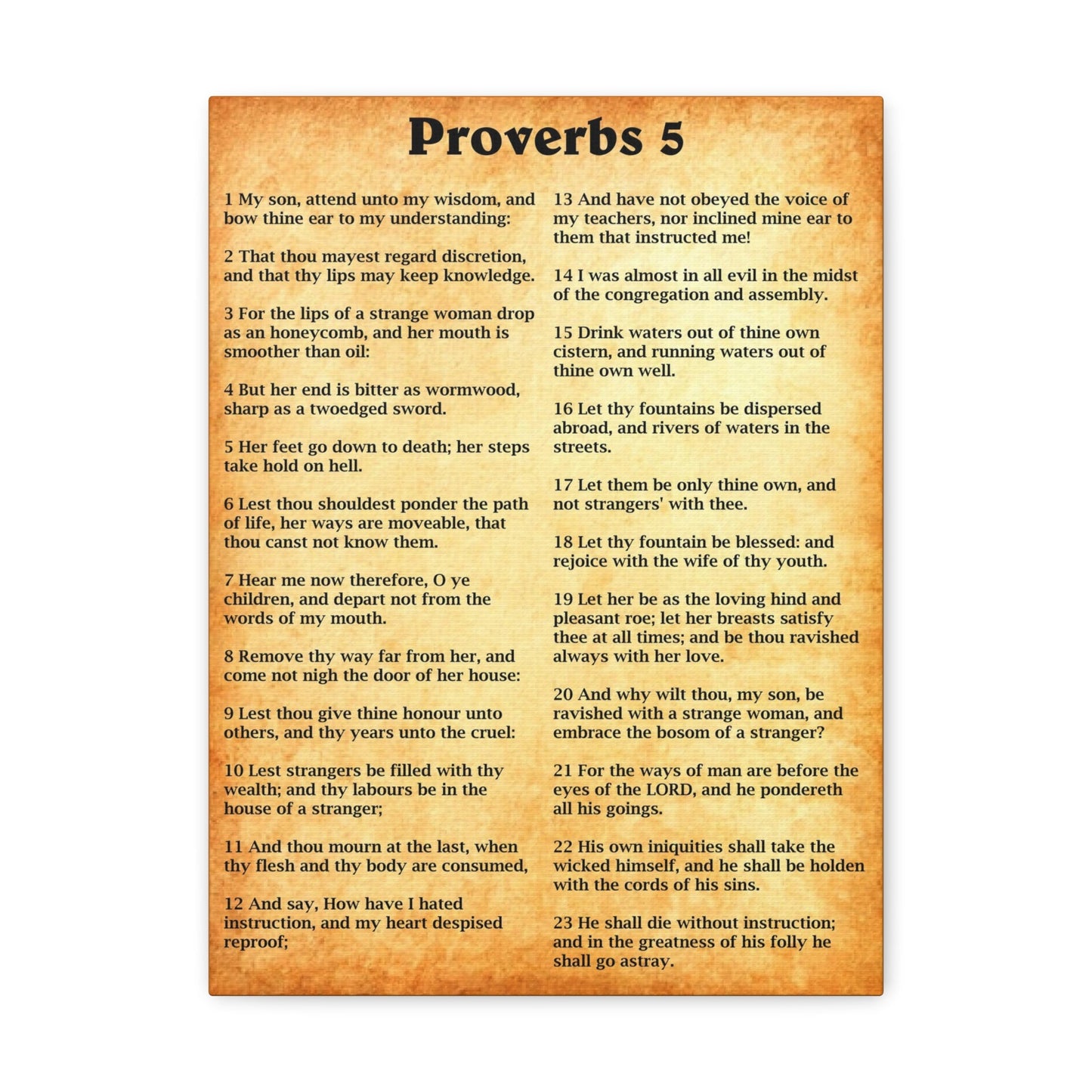 Scripture Walls Proverbs Chapter 5 Gold Bible Canvas Christian Wall Art Ready to Hang Unframed-Express Your Love Gifts