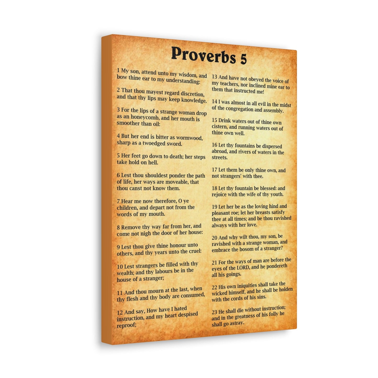 Scripture Walls Proverbs Chapter 5 Gold Bible Canvas Christian Wall Art Ready to Hang Unframed-Express Your Love Gifts
