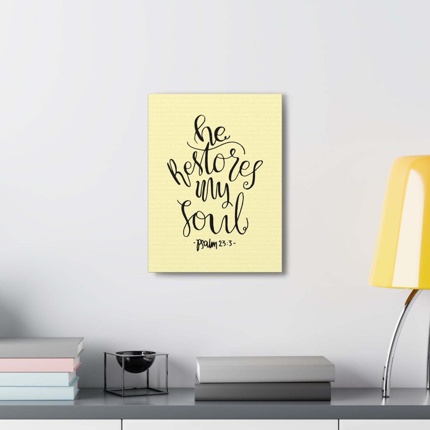 He Restores My Soul Psalm 23:3 Bible Verse Canvas Christian Wall Art Ready To Hang-Express Your Love Gifts