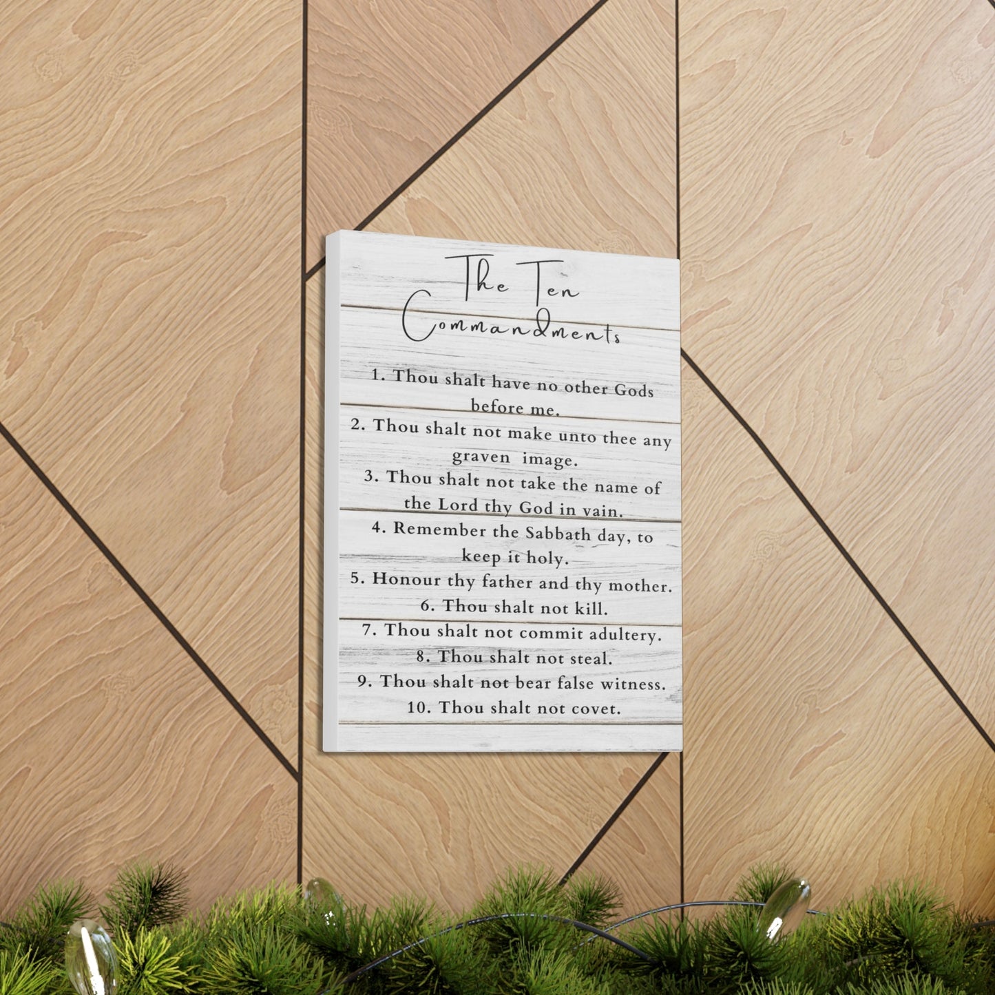 Scripture Canvas Ten Commandments White Christian Wall Art Print Ready to Hang-Express Your Love Gifts