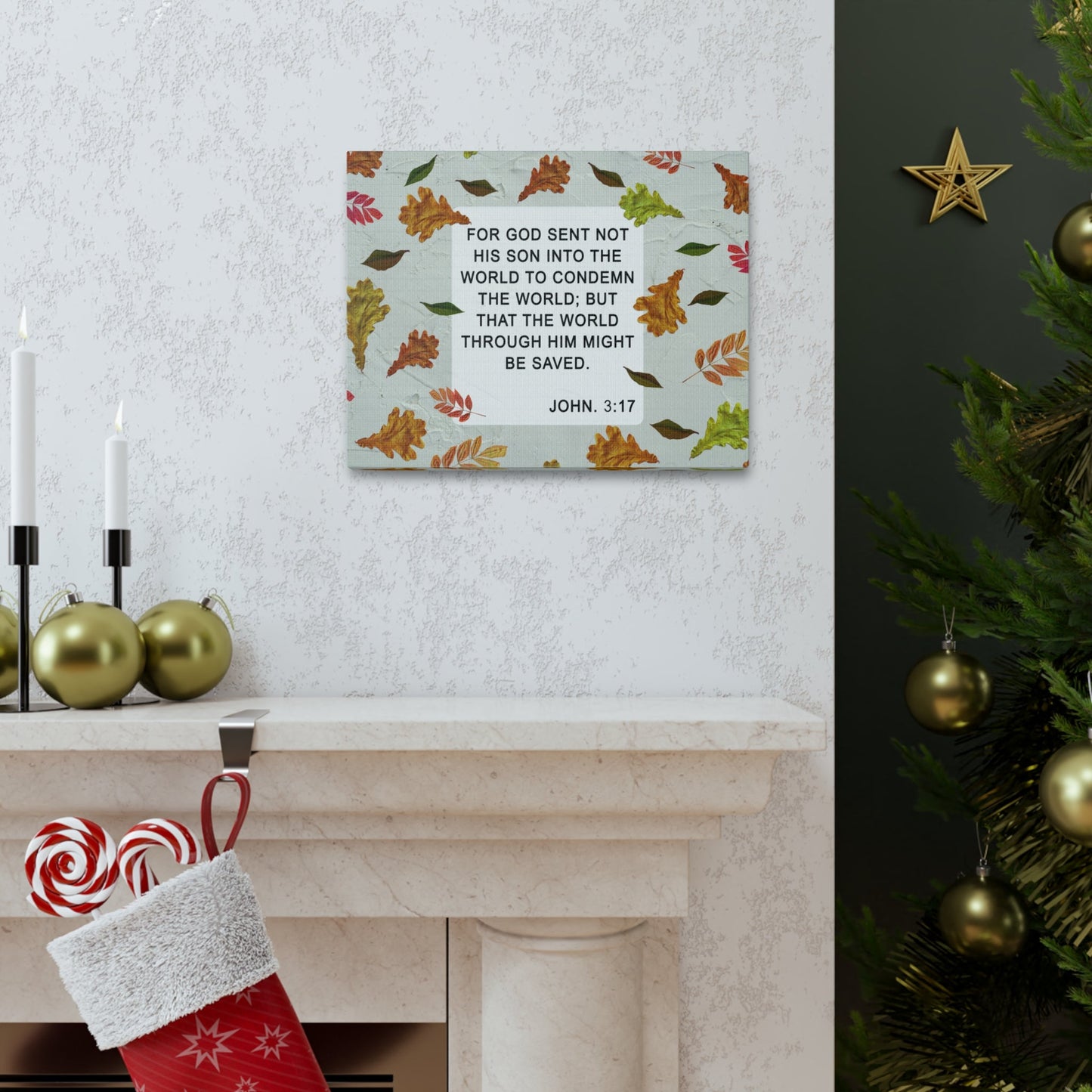 Scripture Walls God Sent John 3:17 Bible Verse Canvas Christian Wall Art Ready to Hang-Express Your Love Gifts