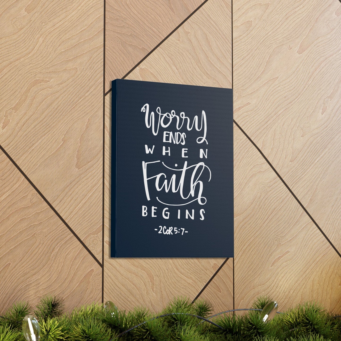 Worry Ends When Faith 2 Corinthians 5:7 Bible Verse Canvas Christian Wall Art Ready To Hang-Express Your Love Gifts
