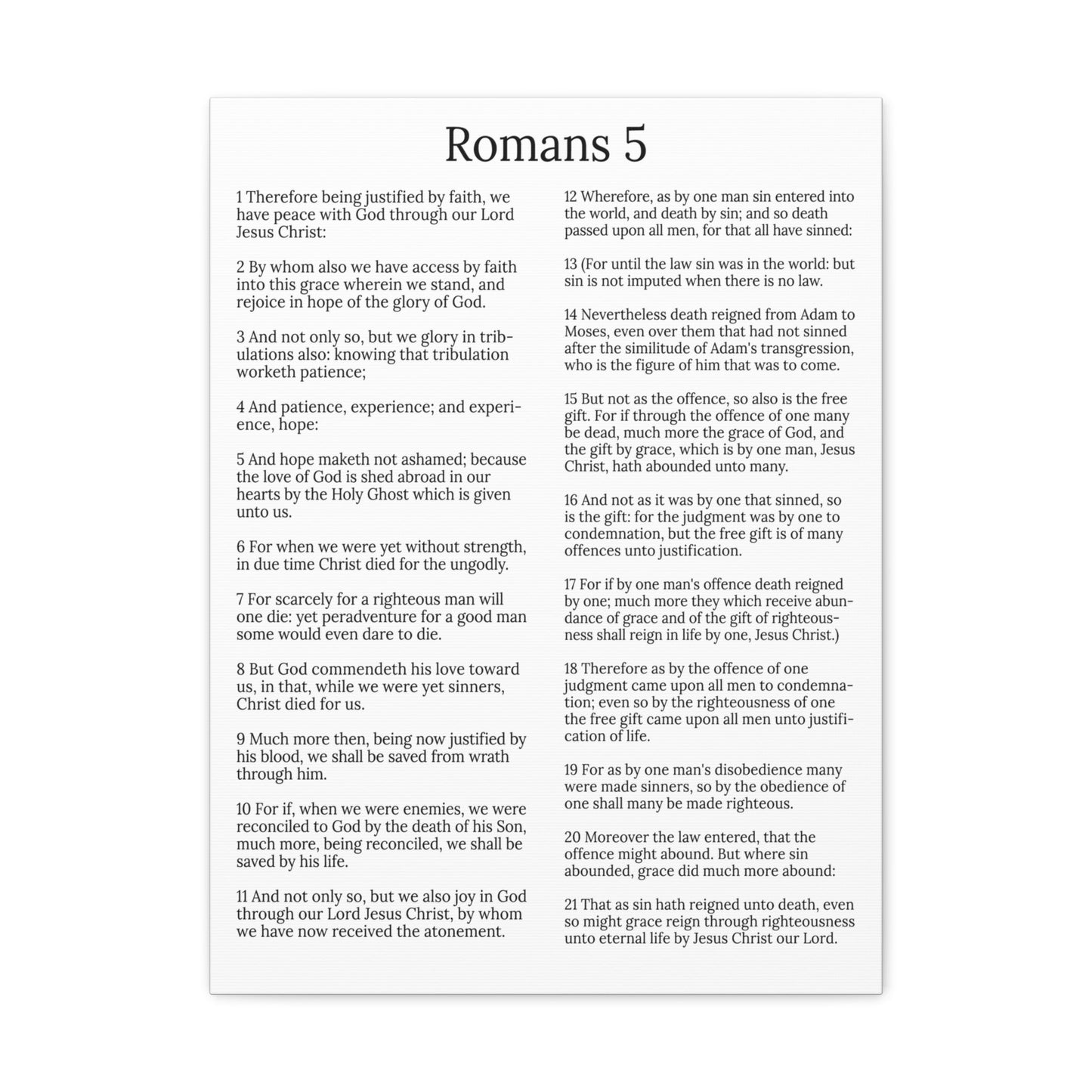 Scripture Walls Justification Romans 5 White Chapter Christian Wall Art Print Ready to Hang Unframed-Express Your Love Gifts