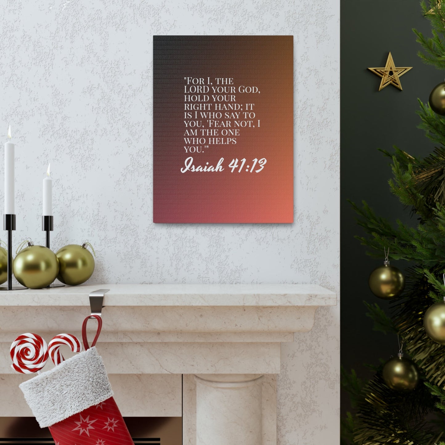 Scripture Walls The One Who Helps You Isaiah 41:13 Bible Verse Canvas Christian Wall Art Ready to Hang-Express Your Love Gifts