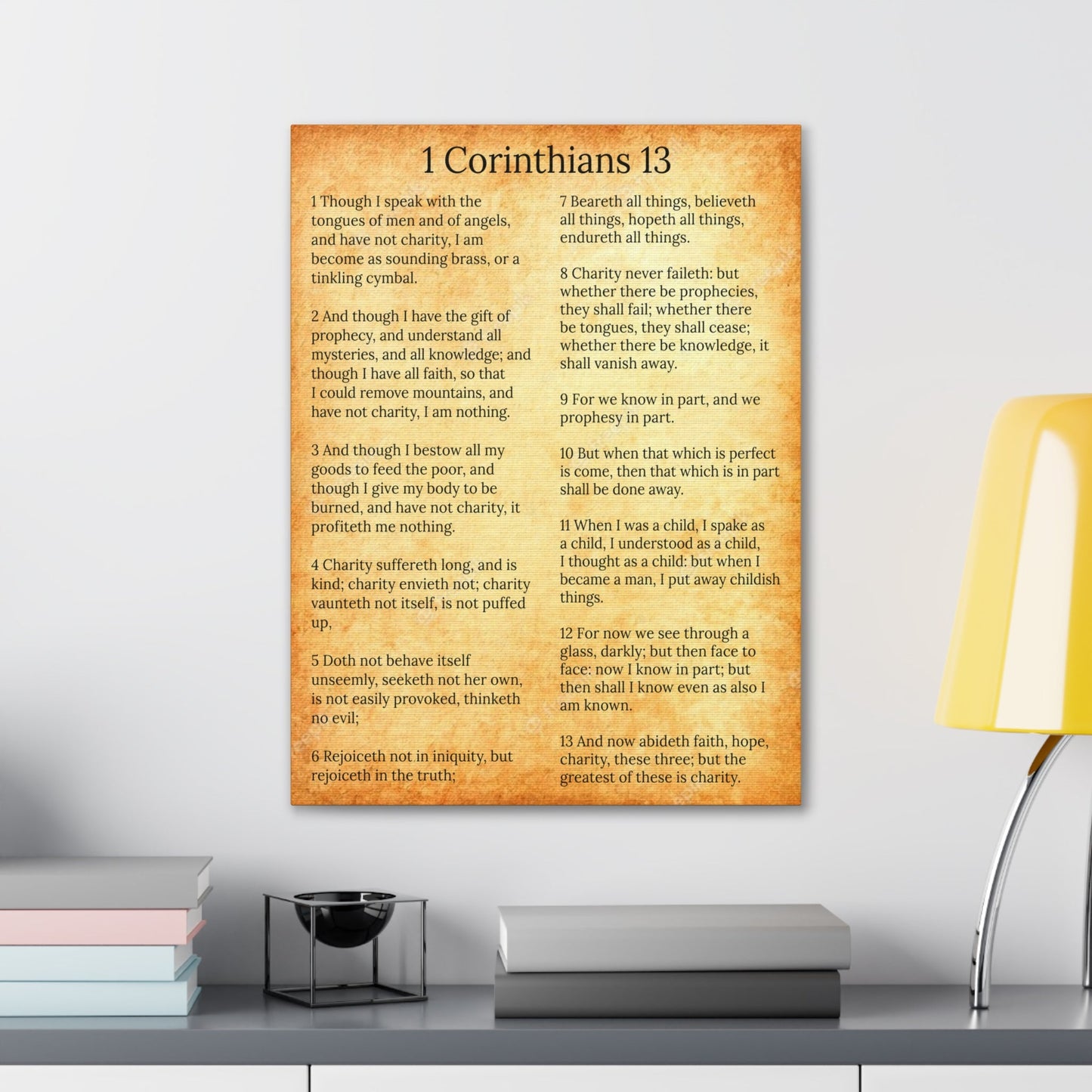 Scripture Walls 1 Corinthians 13 Love Chapter Gold Christian Wall Art Print Ready to Hang Unframed-Express Your Love Gifts
