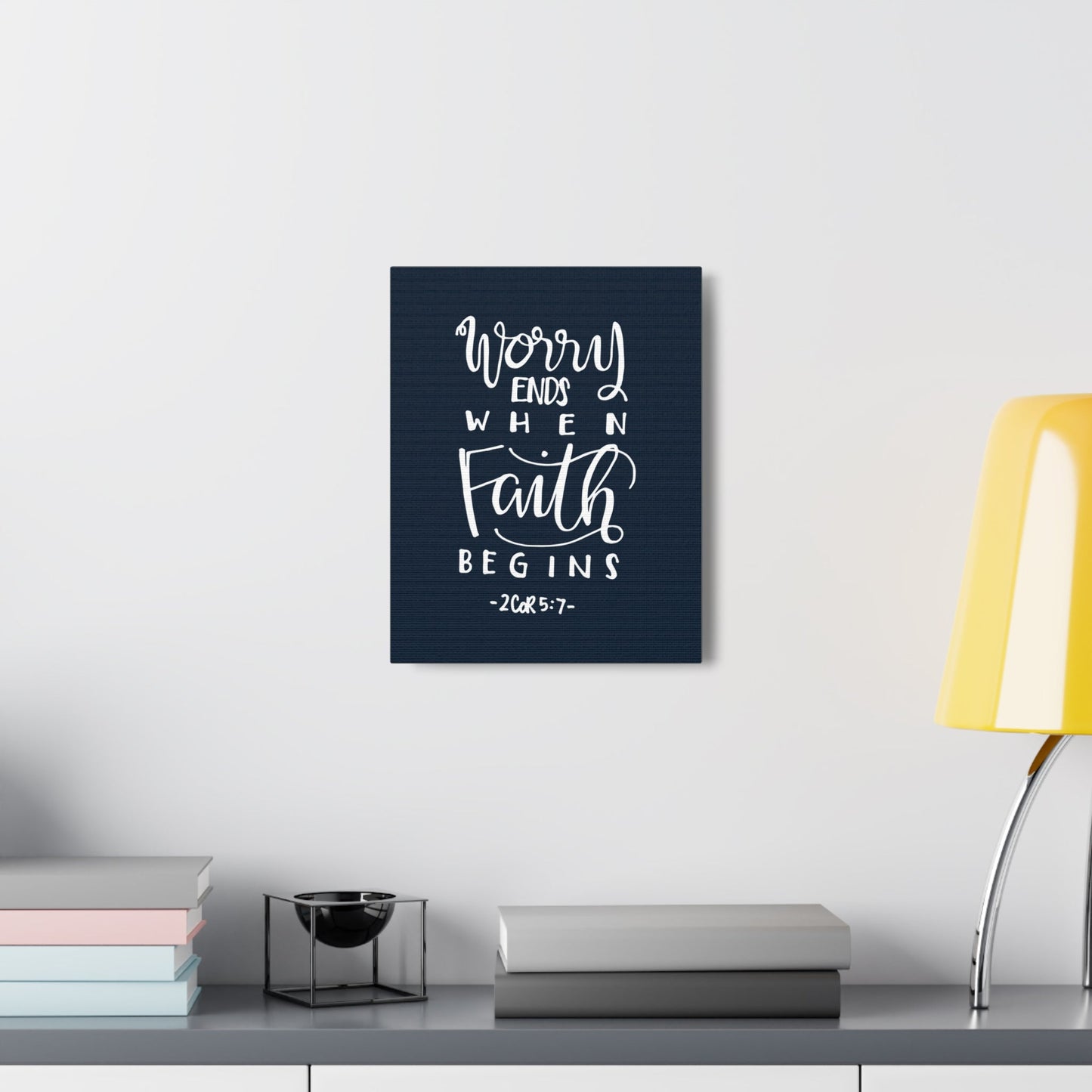 Worry Ends When Faith 2 Corinthians 5:7 Bible Verse Canvas Christian Wall Art Ready To Hang-Express Your Love Gifts