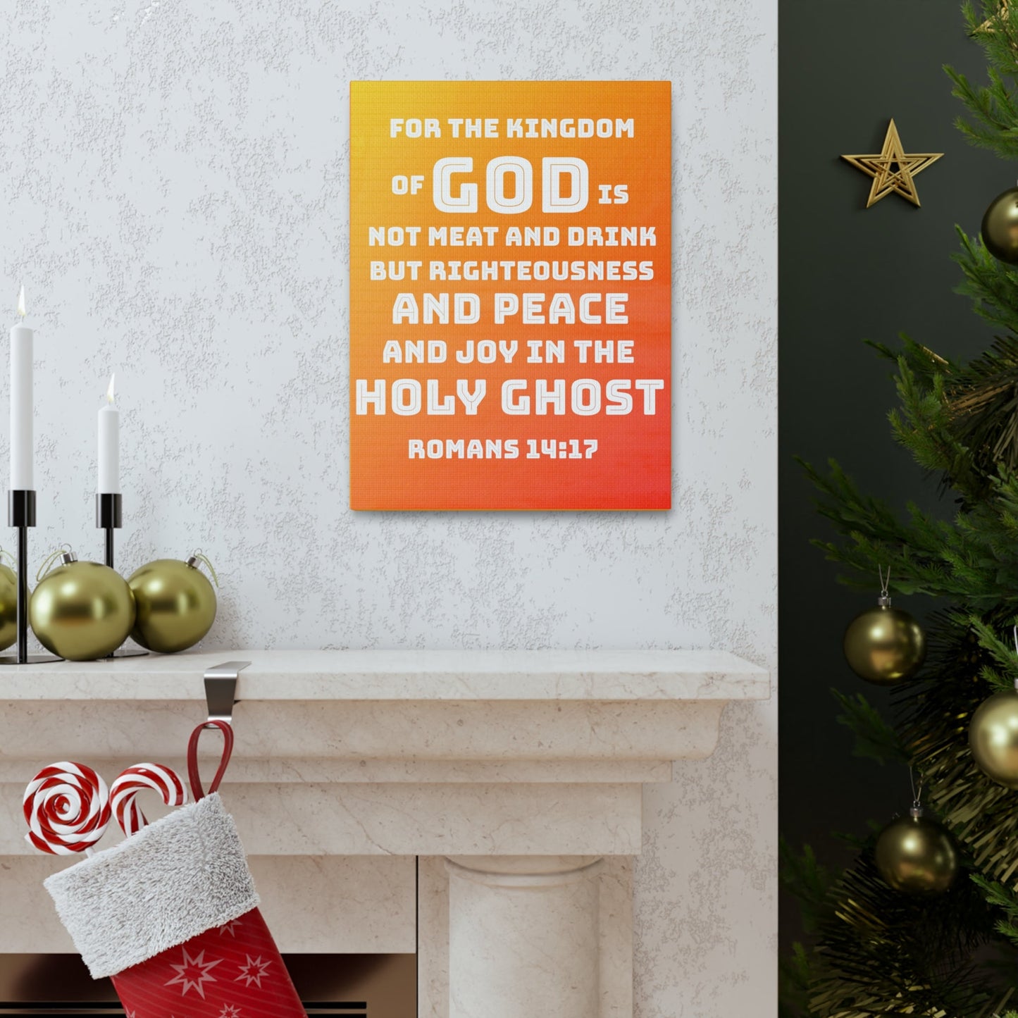 Scripture Walls For The Kingdom Of God Romans 14:17 Bible Verse Canvas Christian Wall Art Ready to Hang-Express Your Love Gifts