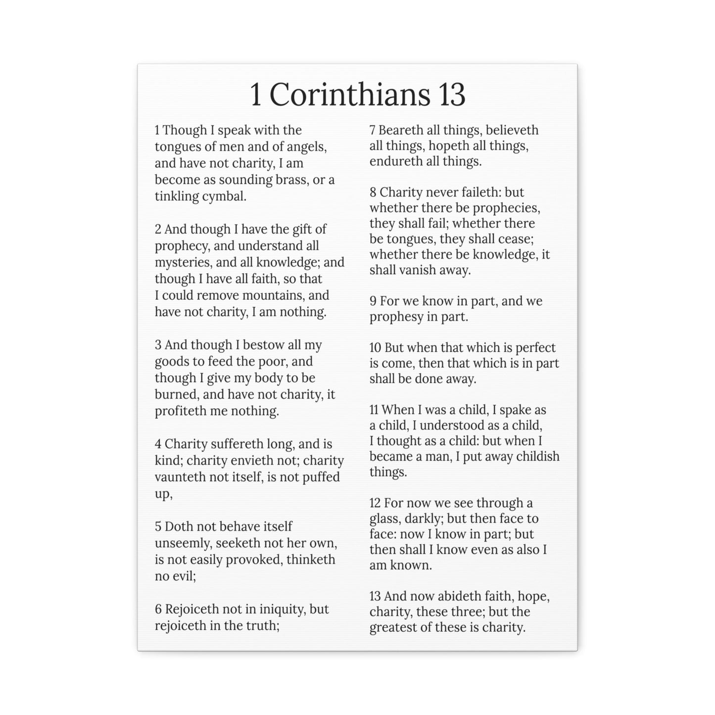 Scripture Walls 1 Corinthians 13 Love Chapter White Christian Wall Art Print Ready to Hang Unframed-Express Your Love Gifts