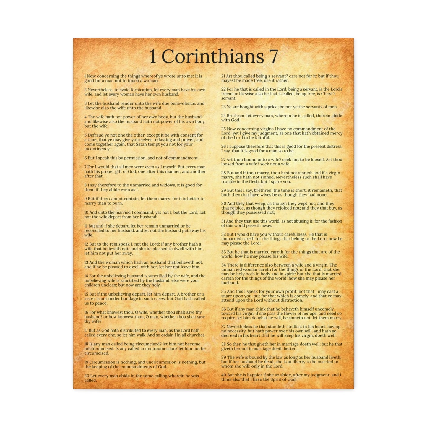 Scripture Walls 1 Corinthians 7 Marriage Chapter Gold Christian Wall Art Print Ready to Hang Unframed-Express Your Love Gifts