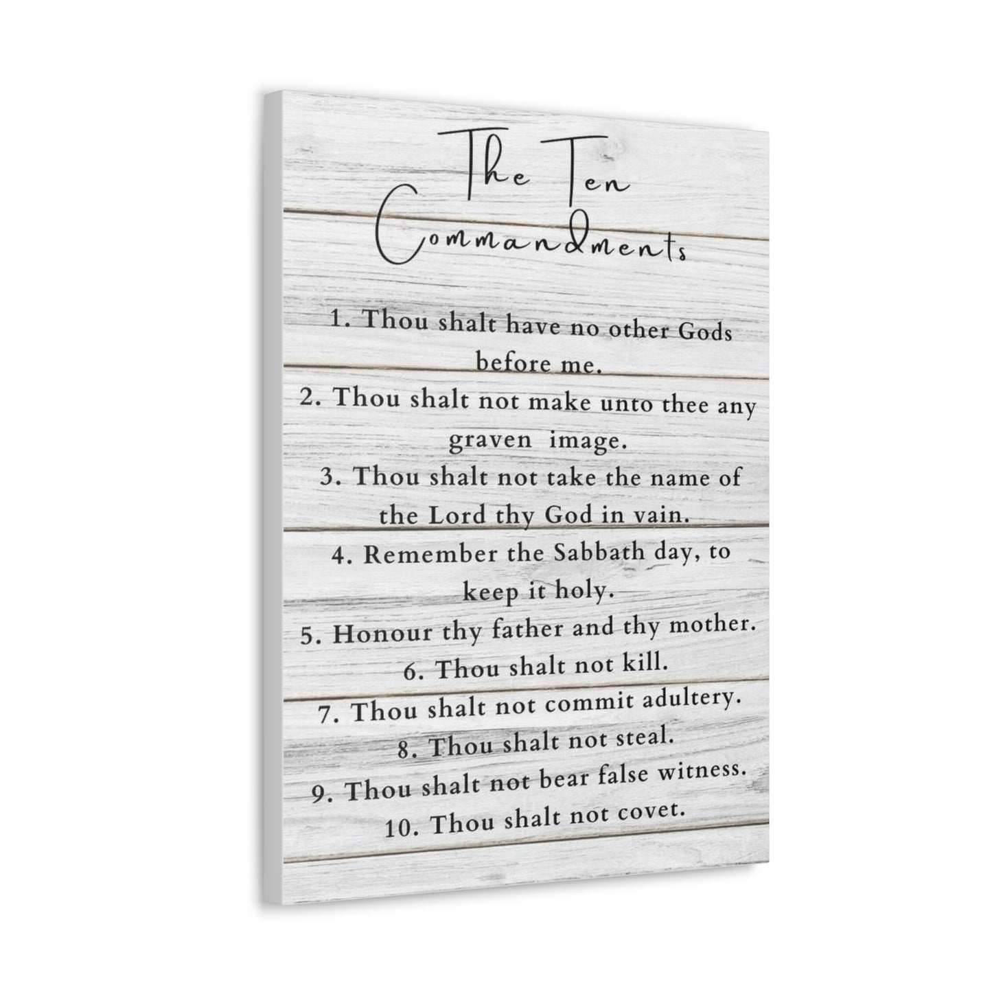 Scripture Canvas Ten Commandments White Christian Wall Art Print Ready to Hang-Express Your Love Gifts