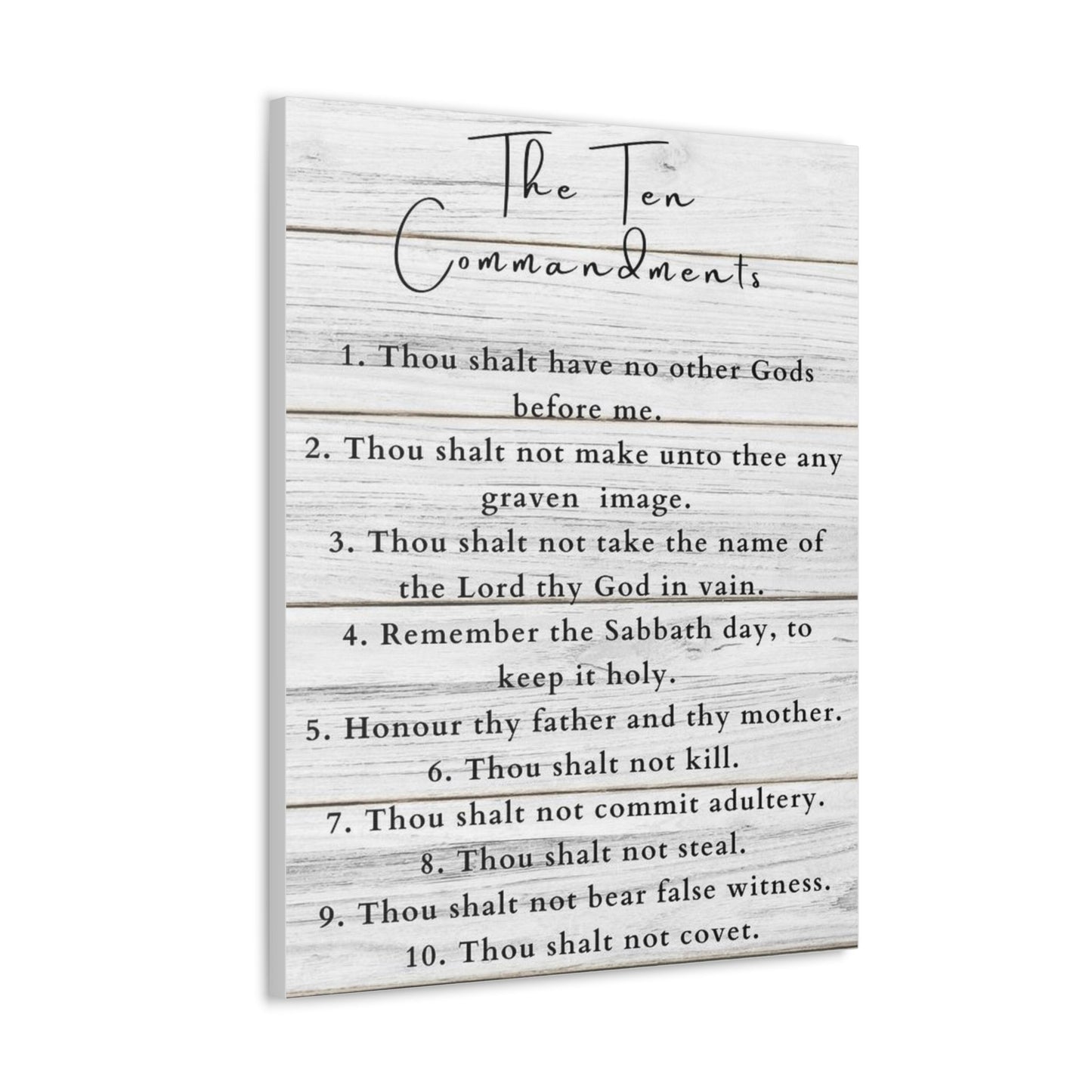 Scripture Canvas Ten Commandments White Christian Wall Art Print Ready to Hang-Express Your Love Gifts