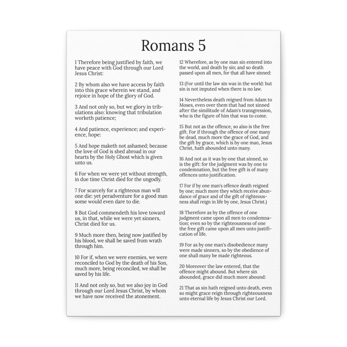 Scripture Walls Justification Romans 5 White Chapter Christian Wall Art Print Ready to Hang Unframed-Express Your Love Gifts