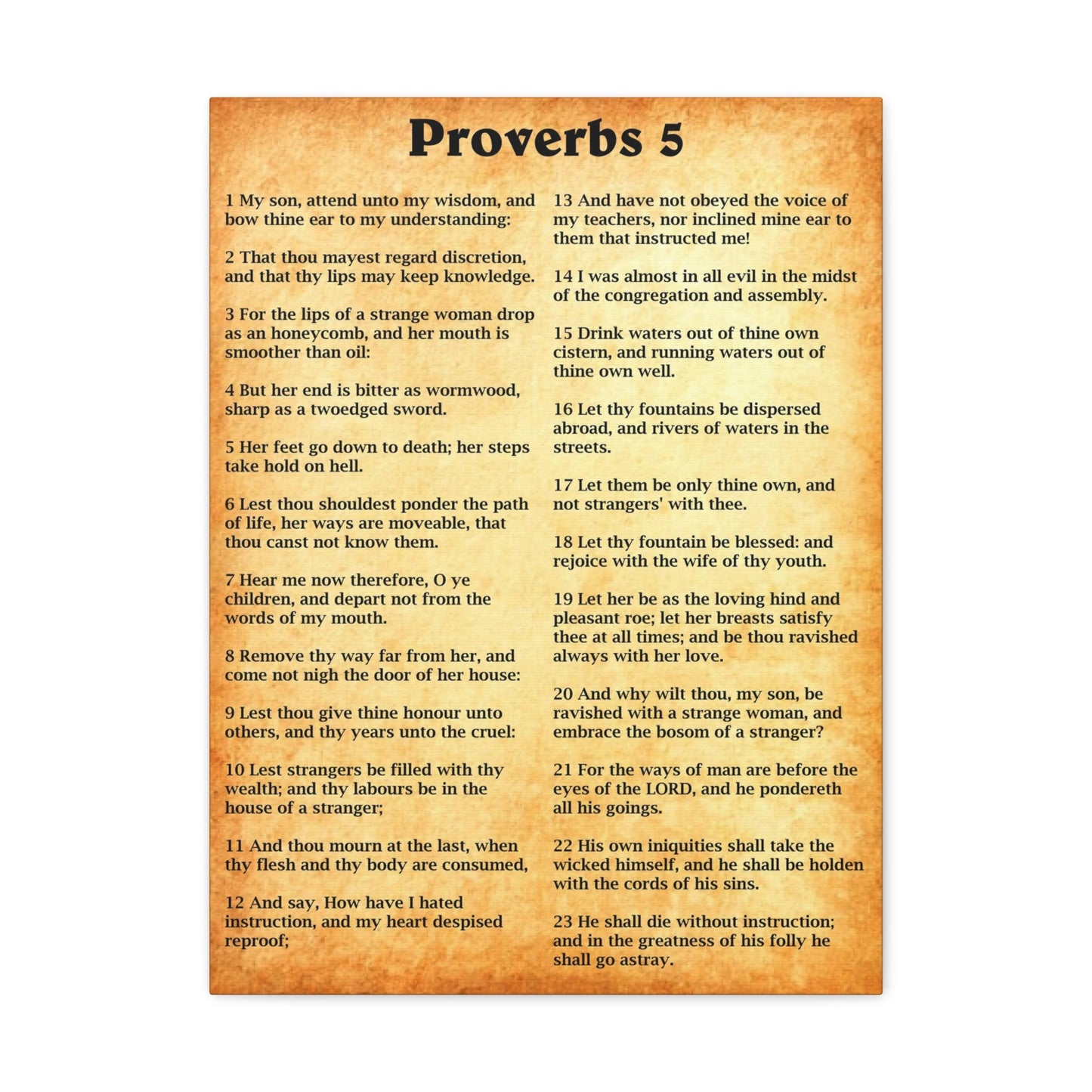 Scripture Walls Proverbs Chapter 5 Gold Bible Canvas Christian Wall Art Ready to Hang Unframed-Express Your Love Gifts