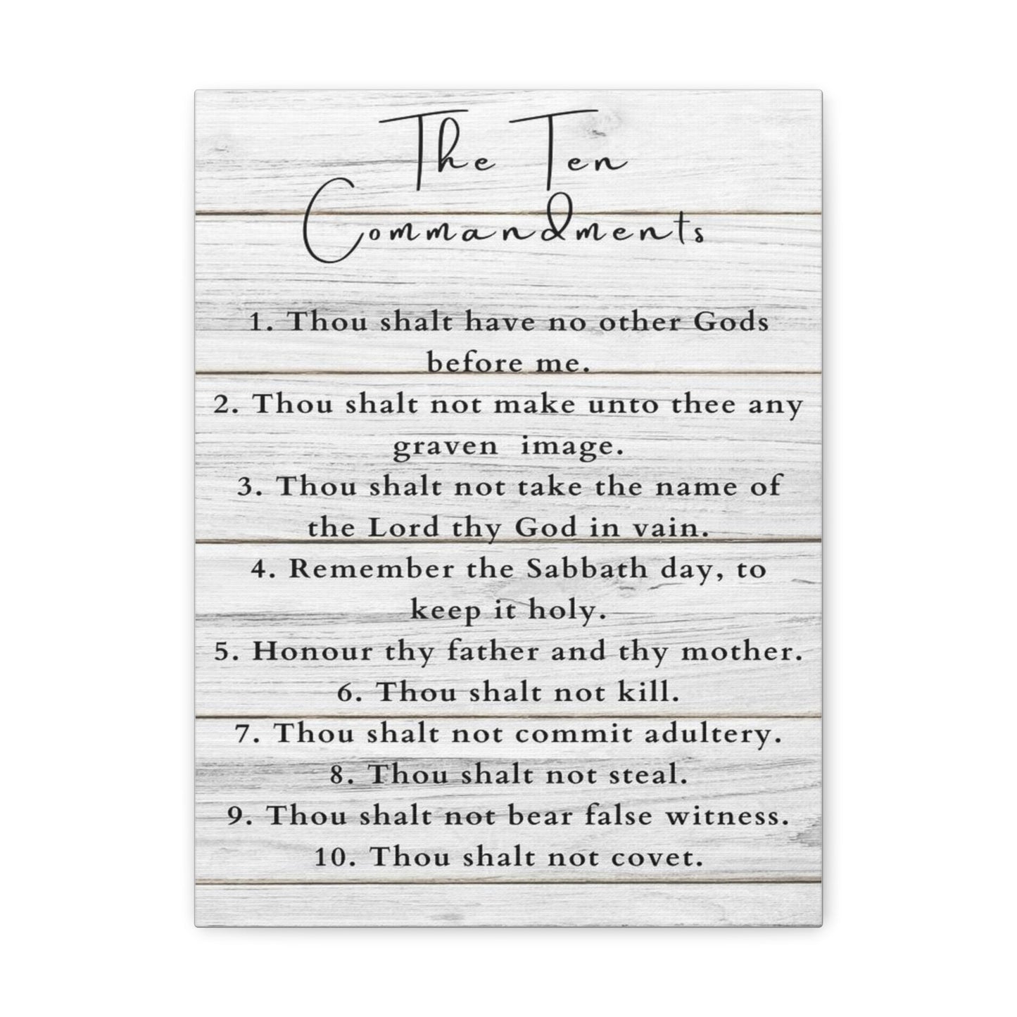 Scripture Canvas Ten Commandments White Christian Wall Art Print Ready to Hang-Express Your Love Gifts