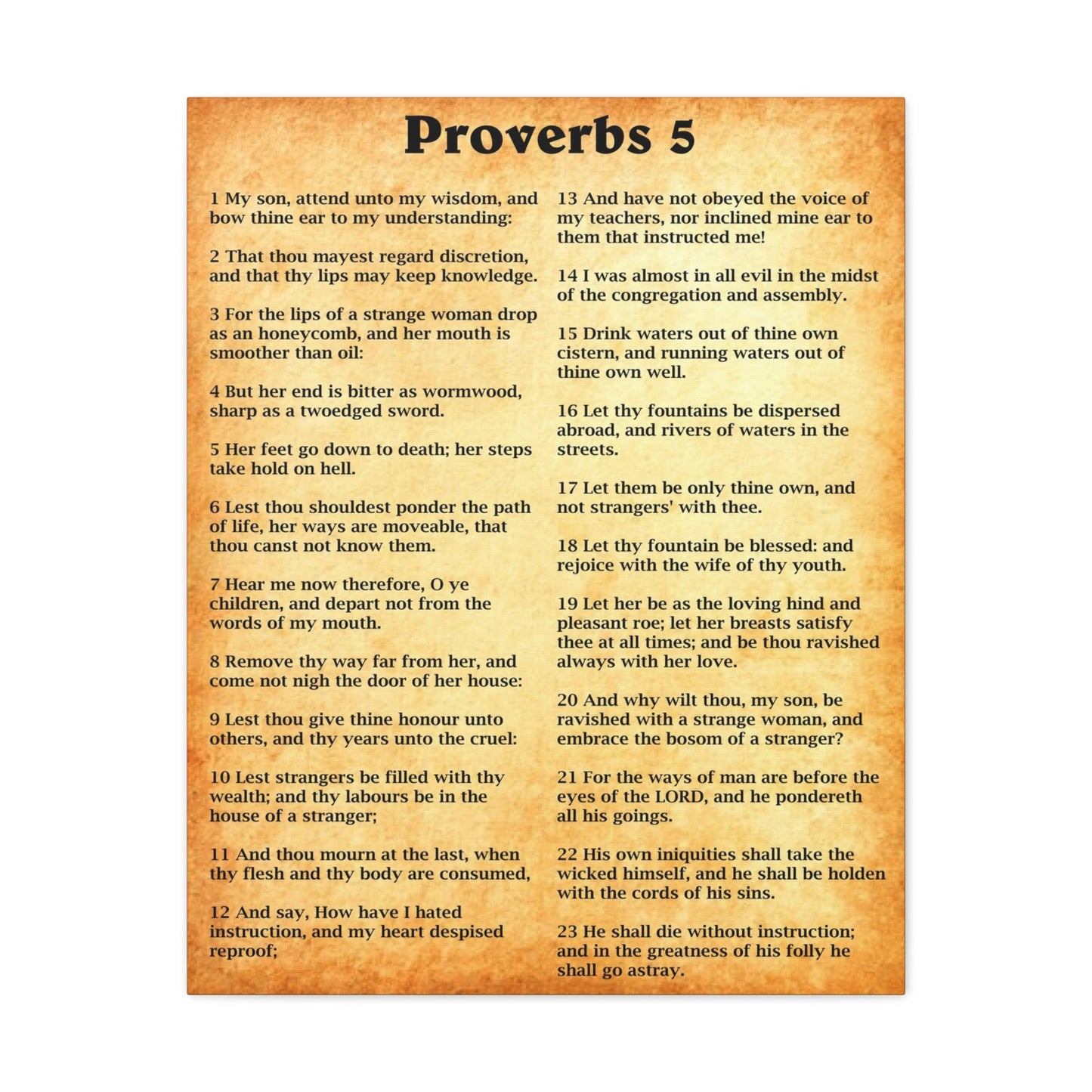 Scripture Walls Proverbs Chapter 5 Gold Bible Canvas Christian Wall Art Ready to Hang Unframed-Express Your Love Gifts