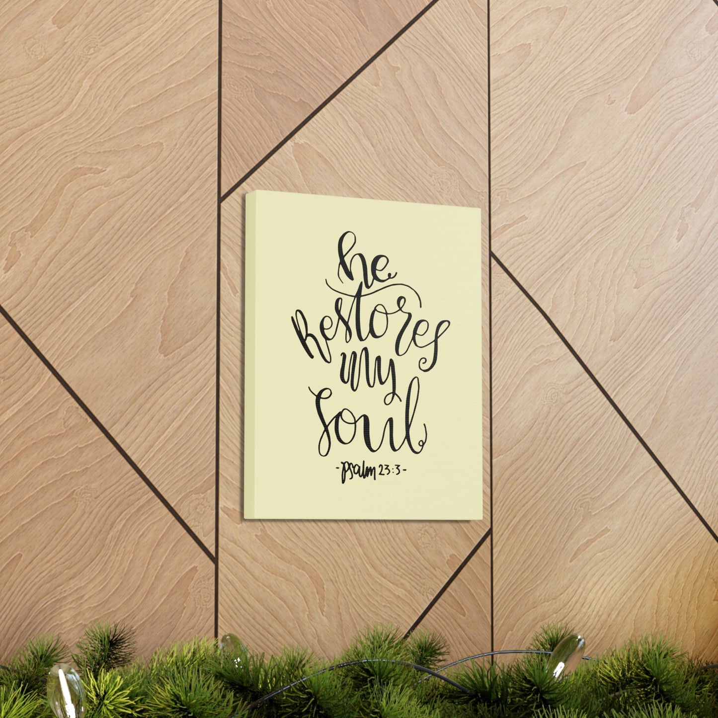 He Restores My Soul Psalm 23:3 Bible Verse Canvas Christian Wall Art Ready To Hang-Express Your Love Gifts
