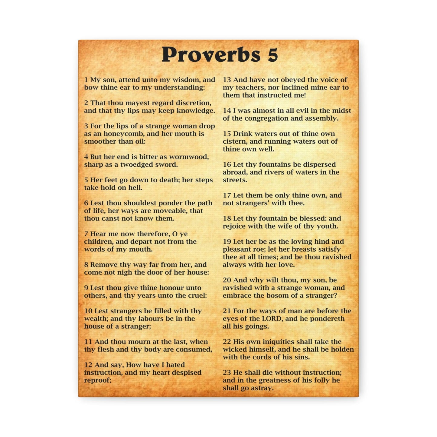 Scripture Walls Proverbs Chapter 5 Gold Bible Canvas Christian Wall Art Ready to Hang Unframed-Express Your Love Gifts