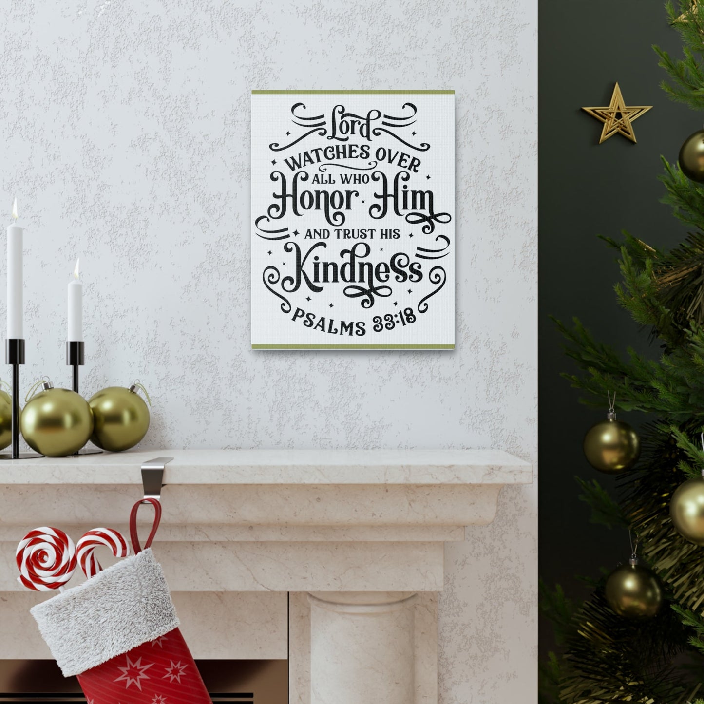 Scripture Walls Lord Watches Over All Who Honor Him Psalms 33:18 Bible Verse Canvas Christian Wall Art Ready To Hang-Express Your Love Gifts