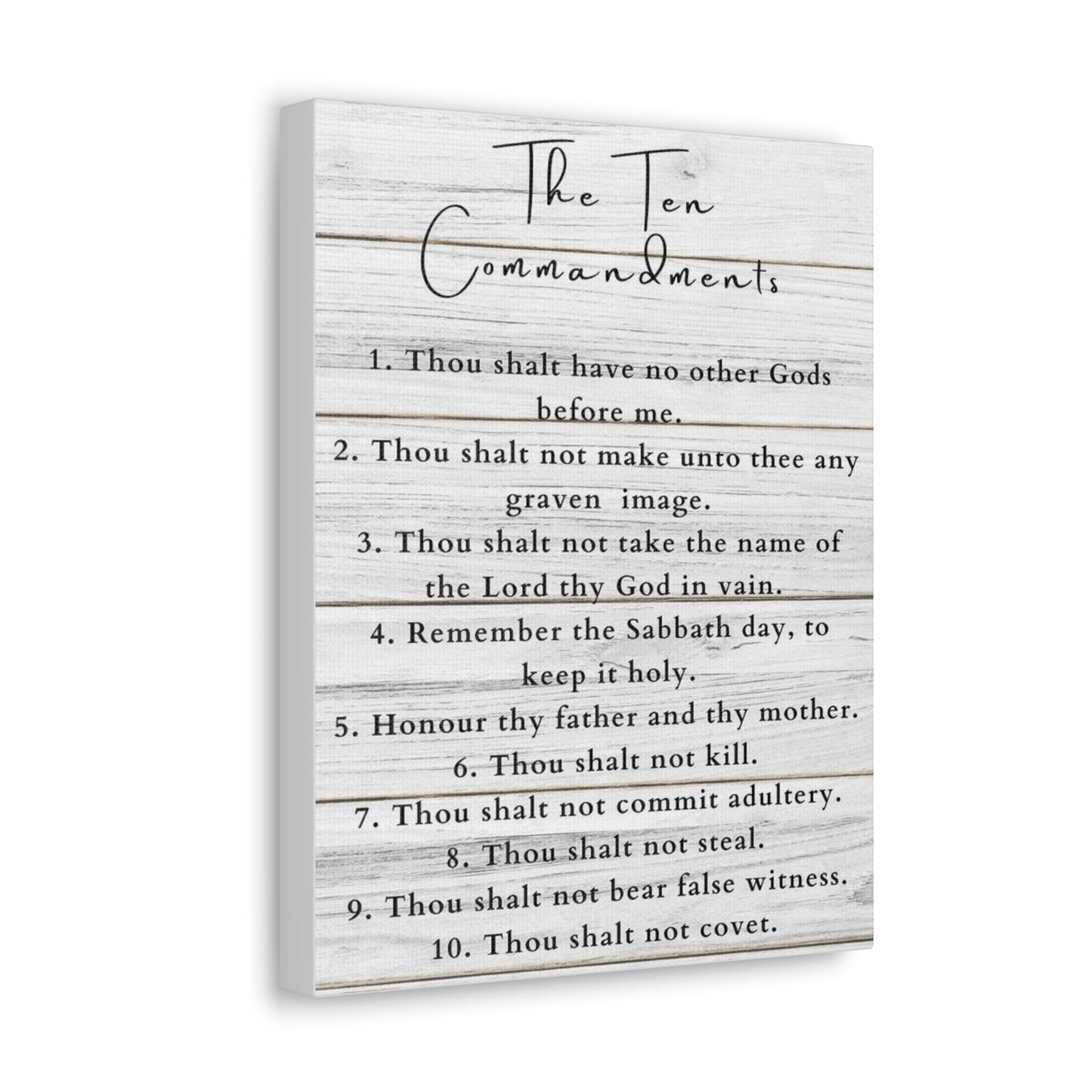 Scripture Canvas Ten Commandments White Christian Wall Art Print Ready to Hang-Express Your Love Gifts