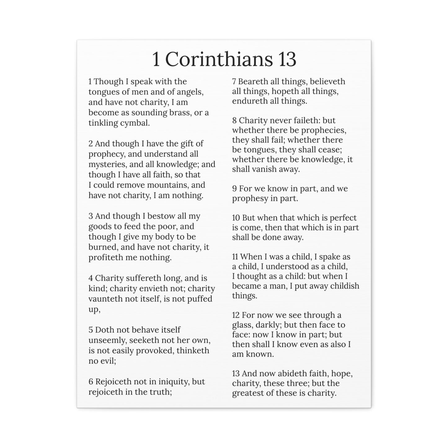 Scripture Walls 1 Corinthians 13 Love Chapter White Christian Wall Art Print Ready to Hang Unframed-Express Your Love Gifts