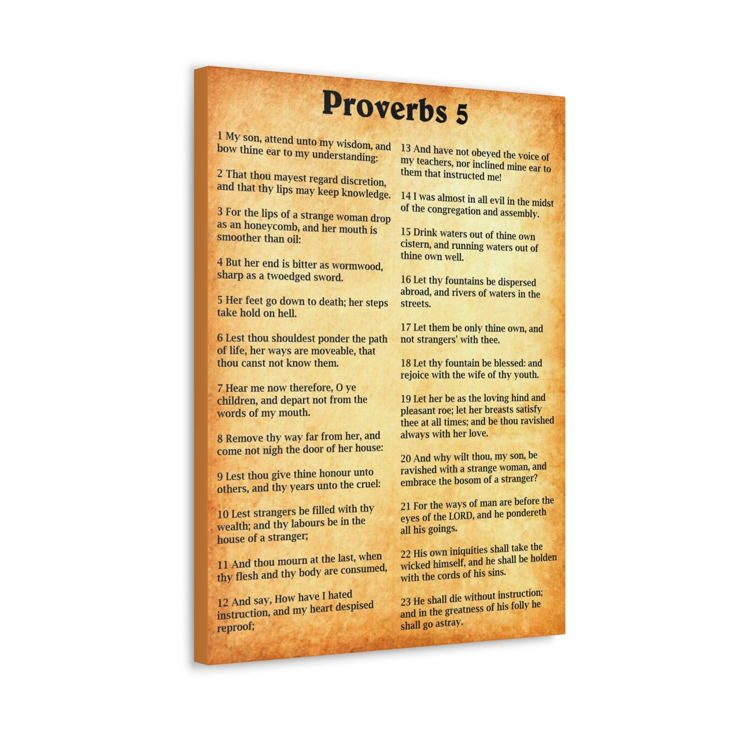 Scripture Walls Proverbs Chapter 5 Gold Bible Canvas Christian Wall Art Ready to Hang Unframed-Express Your Love Gifts