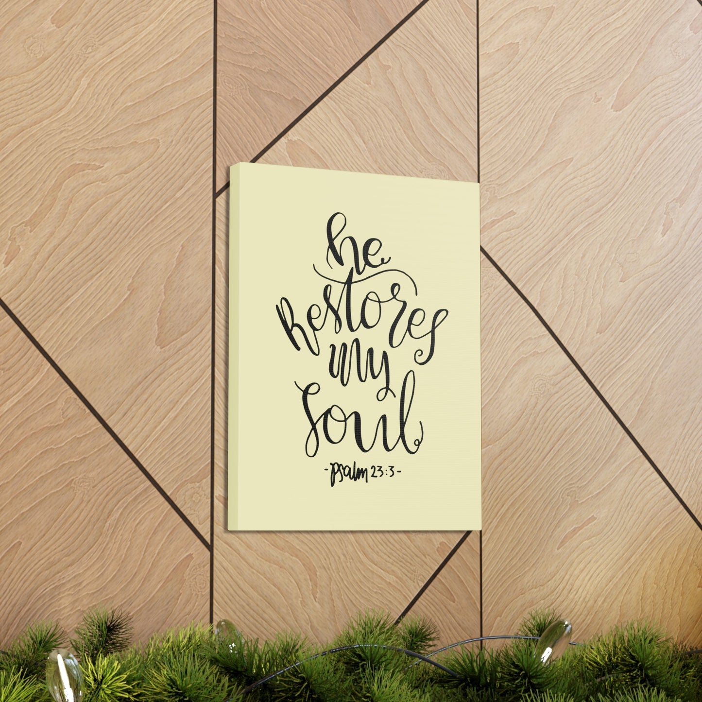 He Restores My Soul Psalm 23:3 Bible Verse Canvas Christian Wall Art Ready To Hang-Express Your Love Gifts