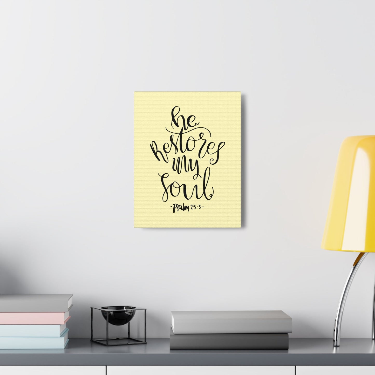 He Restores My Soul Psalm 23:3 Bible Verse Canvas Christian Wall Art Ready To Hang-Express Your Love Gifts