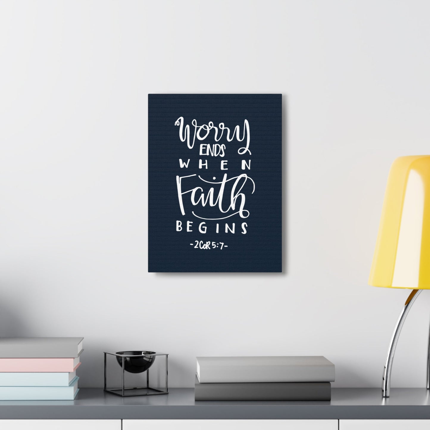 Worry Ends When Faith 2 Corinthians 5:7 Bible Verse Canvas Christian Wall Art Ready To Hang-Express Your Love Gifts