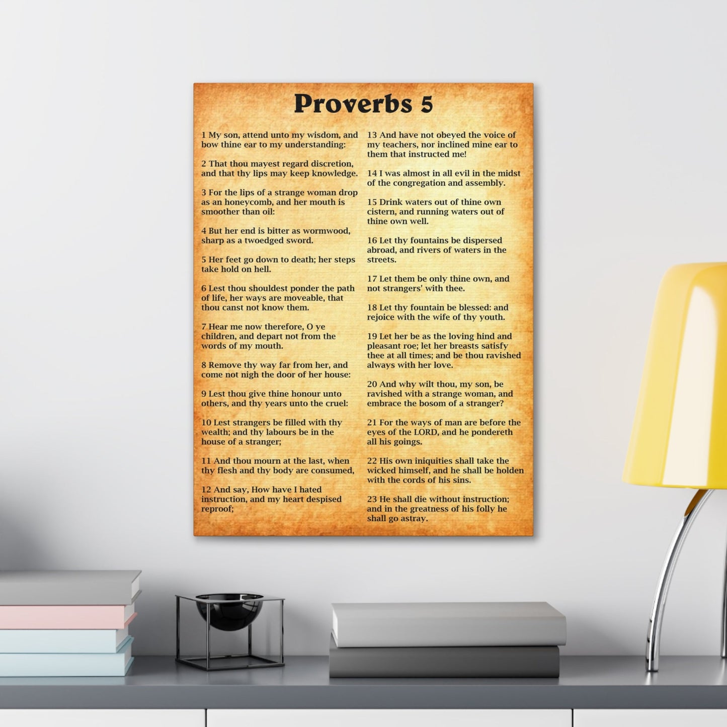 Scripture Walls Proverbs Chapter 5 Gold Bible Canvas Christian Wall Art Ready to Hang Unframed-Express Your Love Gifts