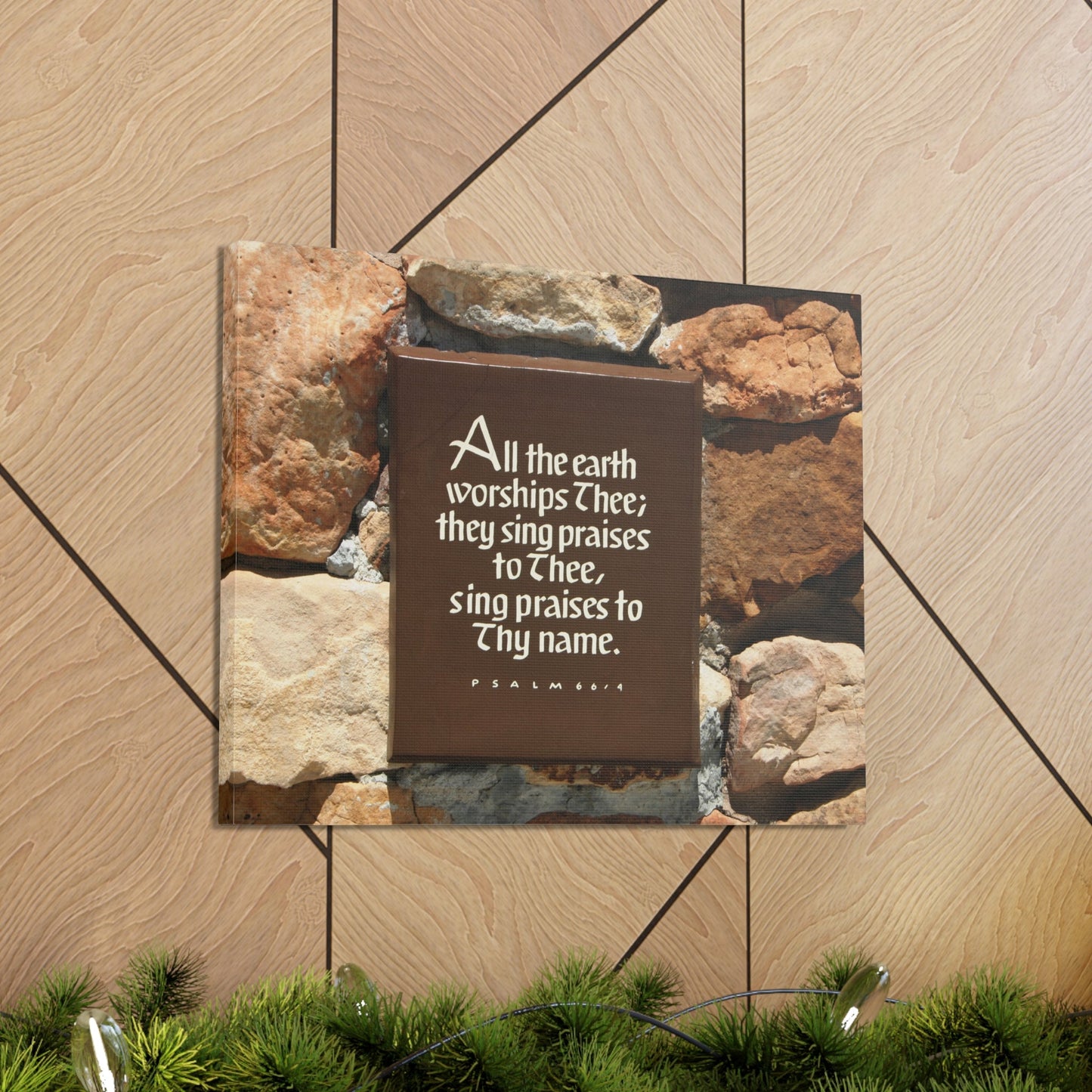 Scripture Walls Worships Thee Psalm 66:4 Bible Verse Canvas Christian Wall Art Ready to Hang-Express Your Love Gifts
