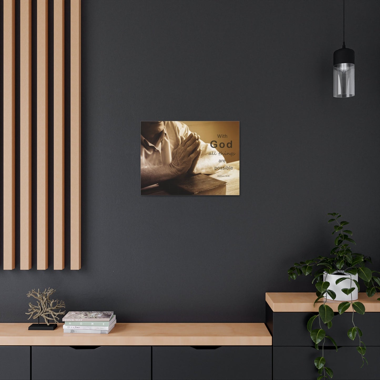 Scripture Walls With God Matthew 19:26 Praying Hands Bible Verse Canvas Christian Wall Art Ready to Hang-Express Your Love Gifts