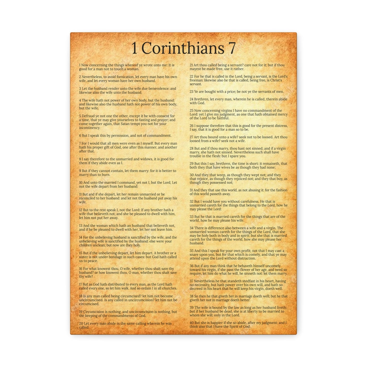 Scripture Walls 1 Corinthians 7 Marriage Chapter Gold Christian Wall Art Print Ready to Hang Unframed-Express Your Love Gifts