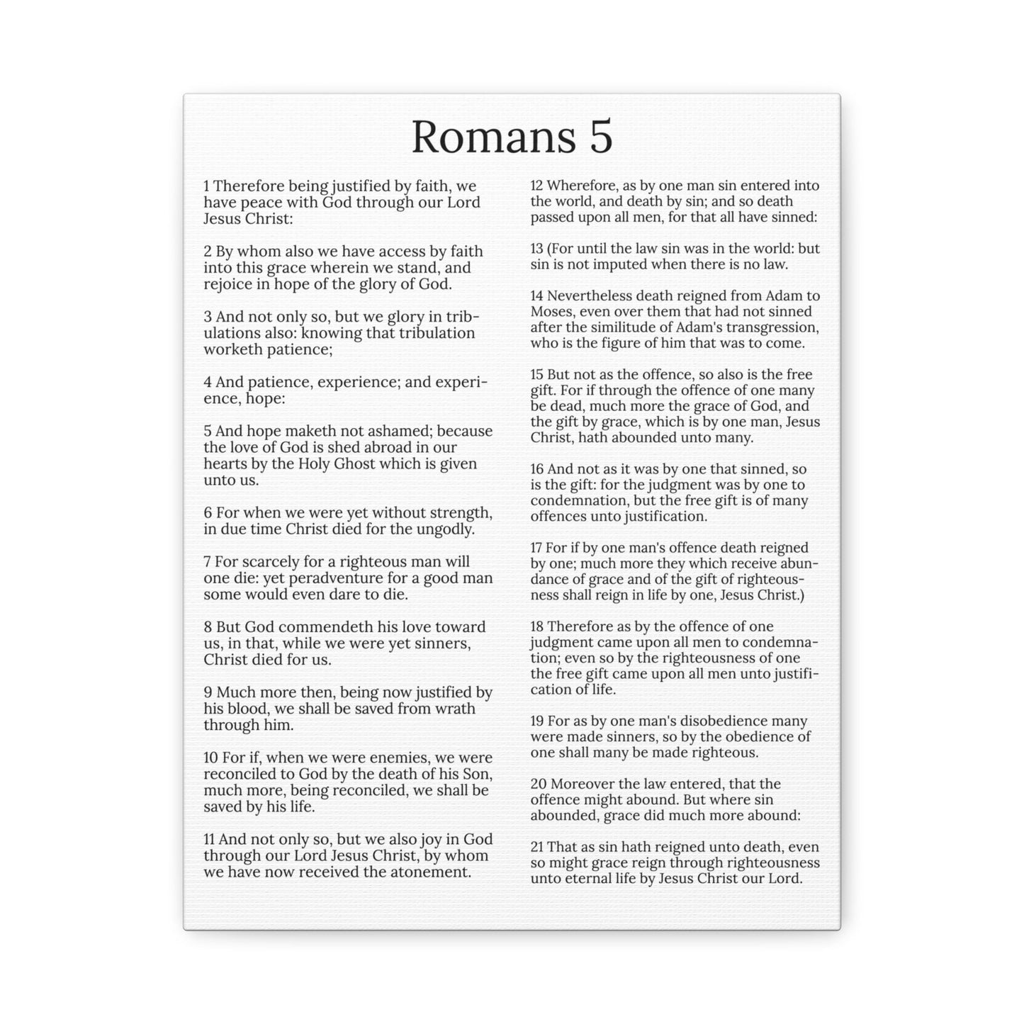 Scripture Walls Justification Romans 5 White Chapter Christian Wall Art Print Ready to Hang Unframed-Express Your Love Gifts