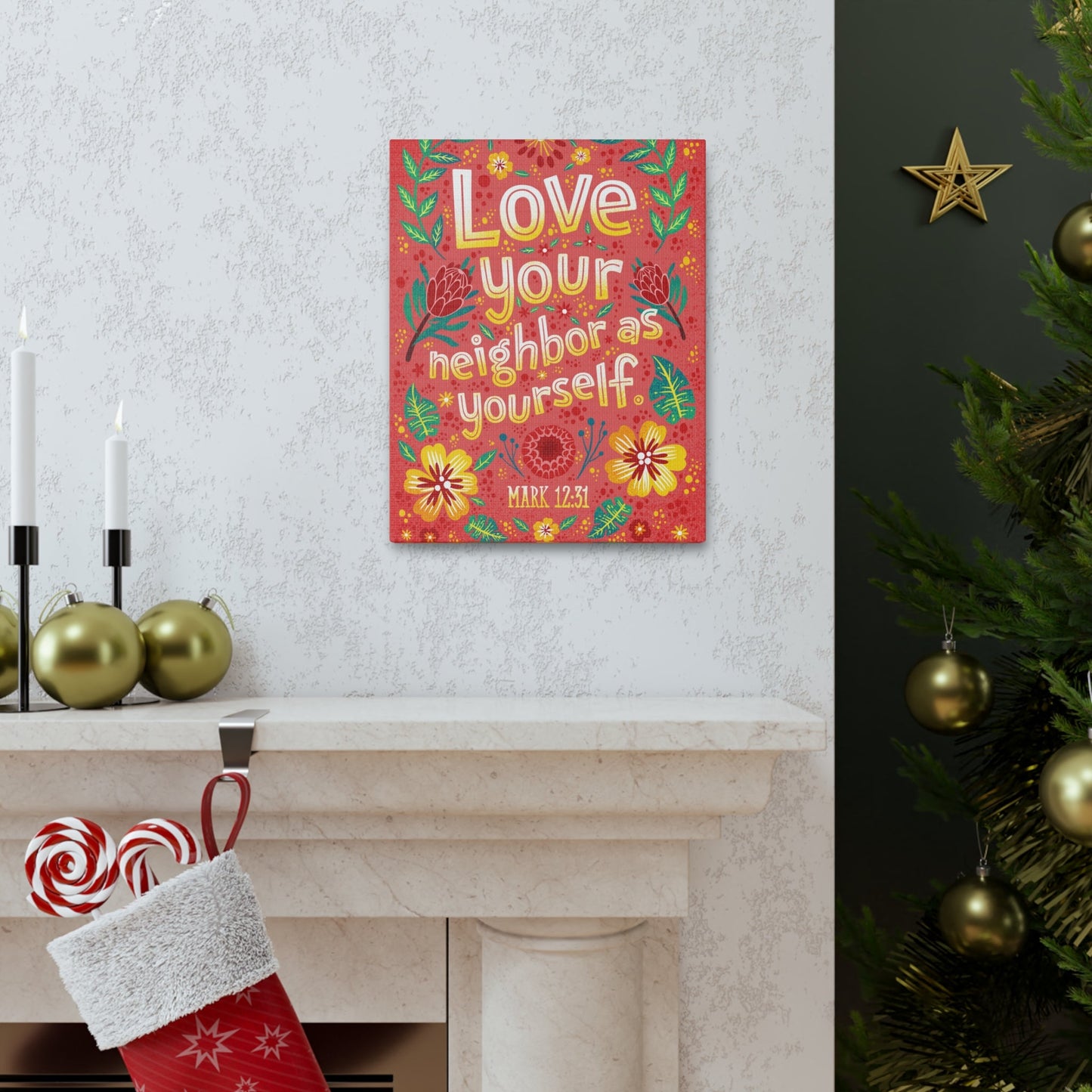 Scripture Walls Love Your Neighbor Mark 12:31 Bible Verse Canvas Christian Wall Art Ready to Hang-Express Your Love Gifts