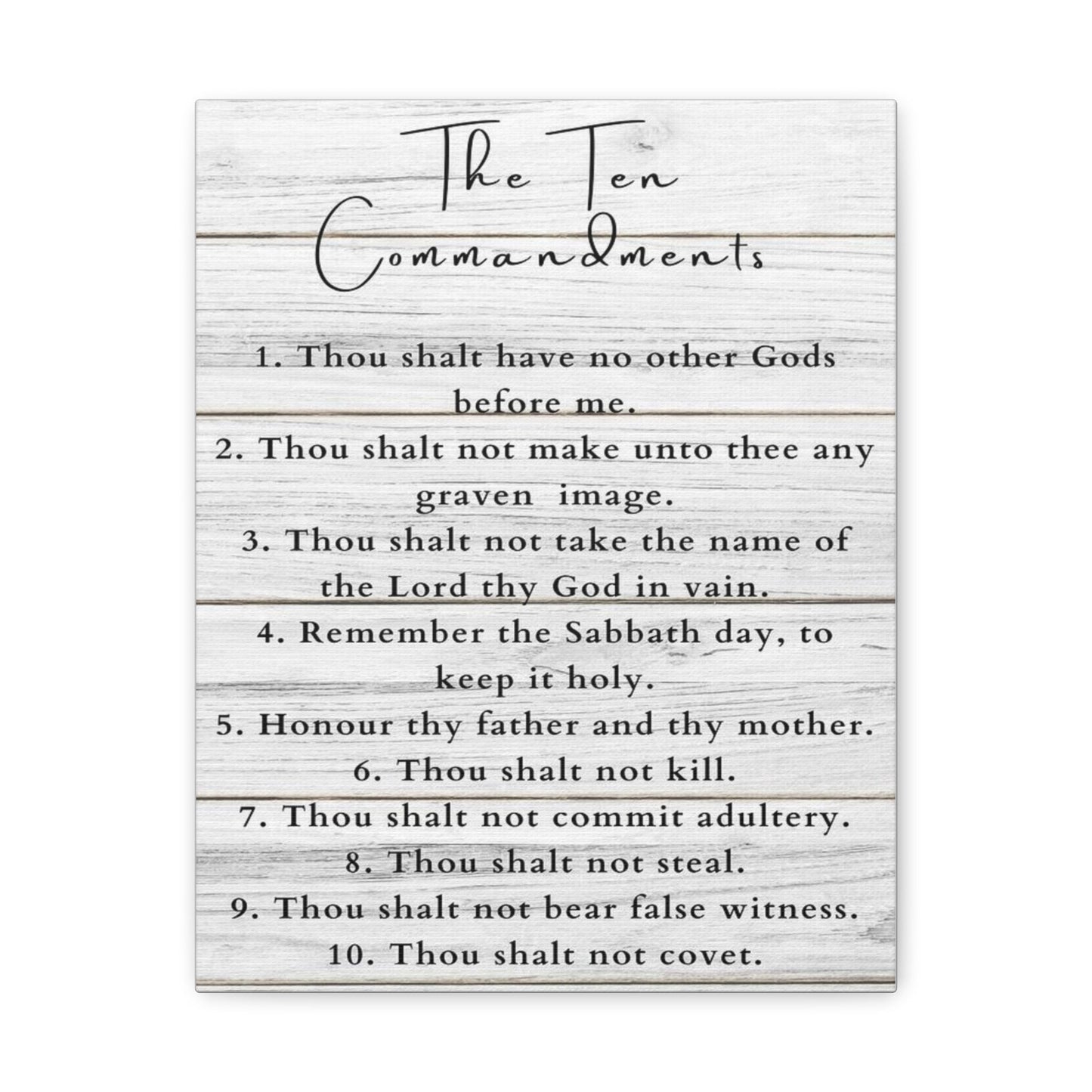 Scripture Canvas Ten Commandments White Christian Wall Art Print Ready to Hang-Express Your Love Gifts