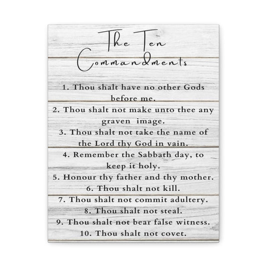 Scripture Canvas Ten Commandments White Christian Wall Art Print Ready to Hang-Express Your Love Gifts