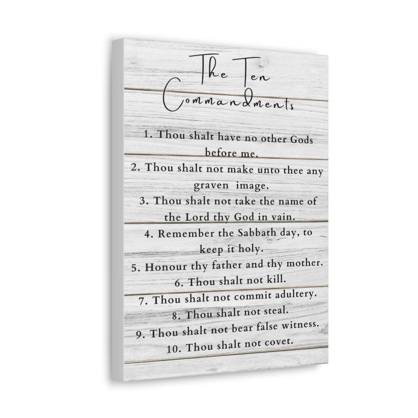 Scripture Canvas Ten Commandments White Christian Wall Art Print Ready to Hang-Express Your Love Gifts