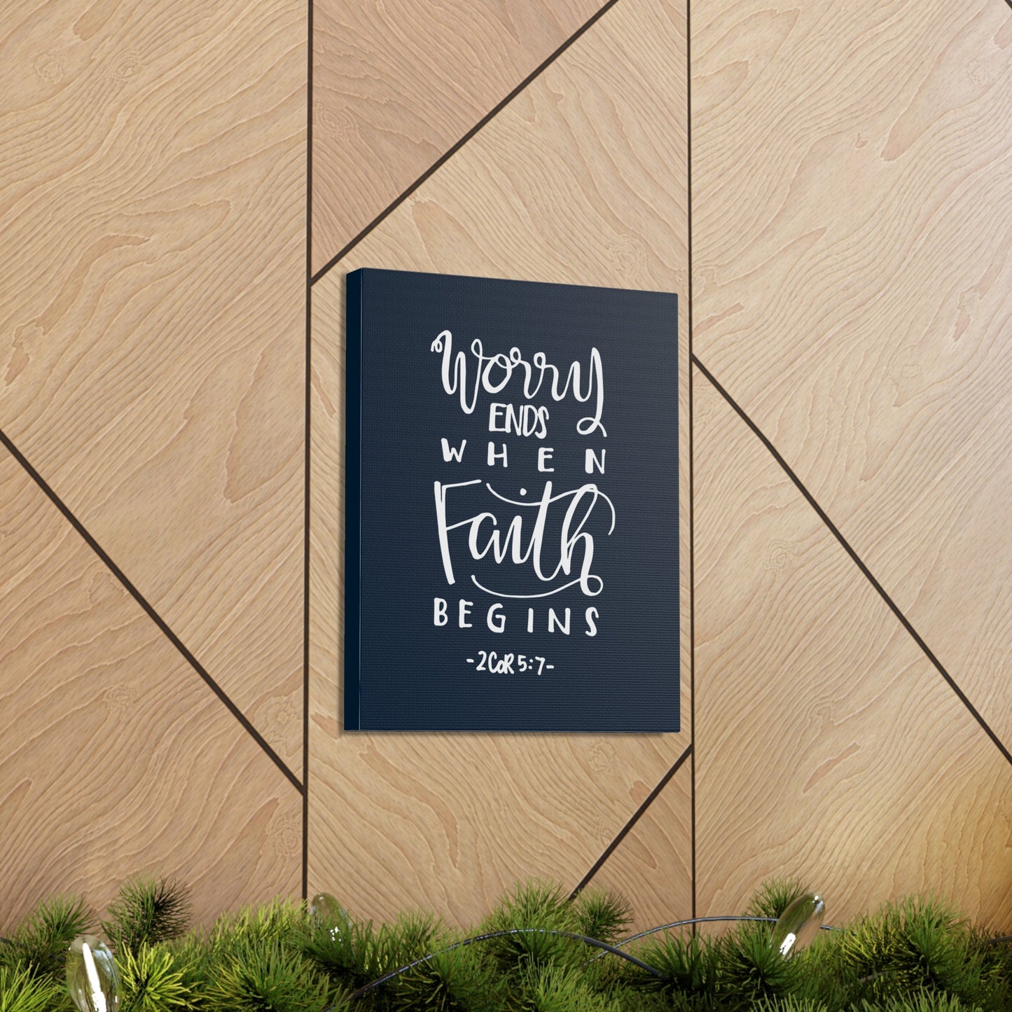 Worry Ends When Faith 2 Corinthians 5:7 Bible Verse Canvas Christian Wall Art Ready To Hang-Express Your Love Gifts