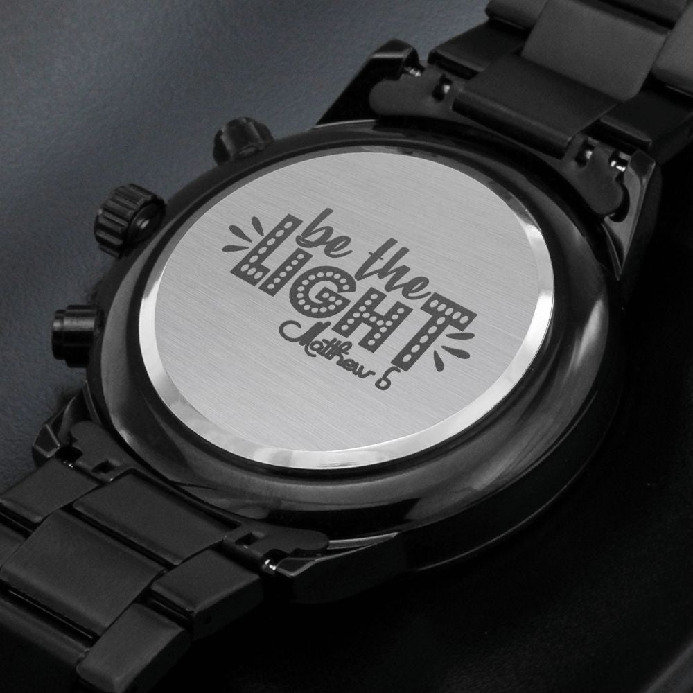 Be The Light Matthew Engraved Bible Verse Men's Watch Multifunction Stainless Steel W Copper Dial-Express Your Love Gifts