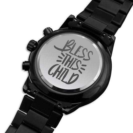 Bless This Child Engraved Bible Verse Men's Watch Multifunction Stainless Steel W Copper Dial-Express Your Love Gifts
