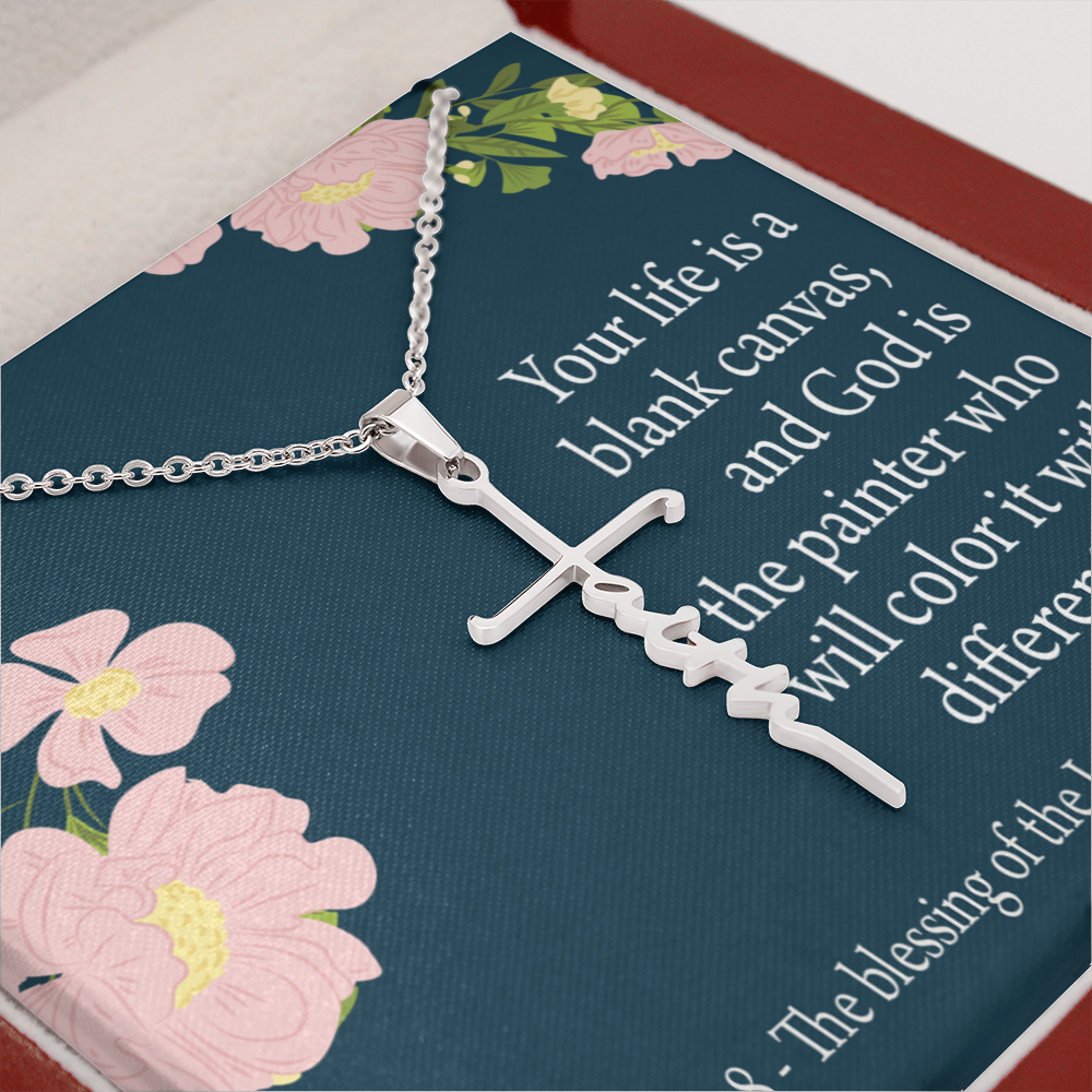 Blessing on You Psalm 129:8 Faith Cross Necklace w Inspirational Bible Message Card-Express Your Love Gifts