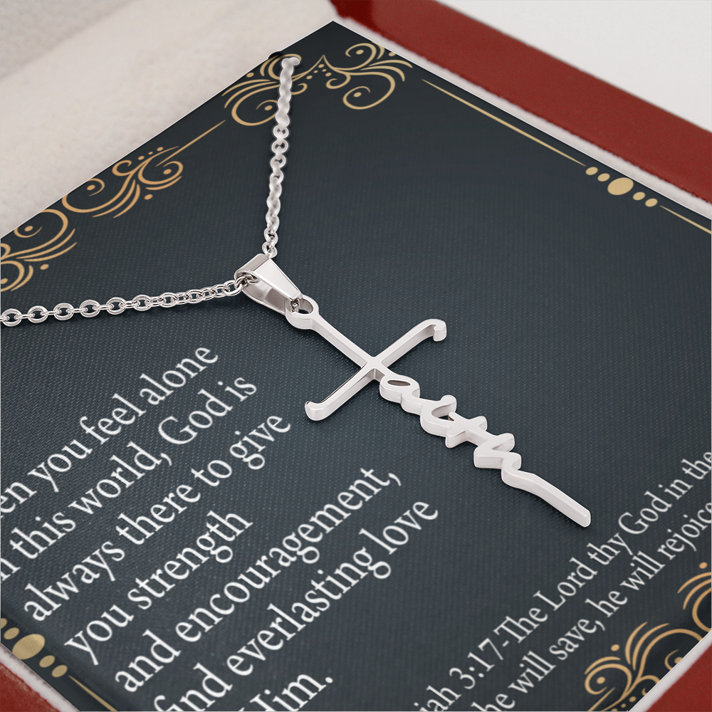 Care & Concern Zephaniah 3:17 Faith Cross Necklace w Inspirational Bible Message Card-Express Your Love Gifts