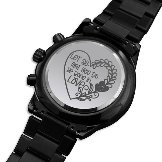 Done In Love Engraved Bible Verse Men's Watch Multifunction Stainless Steel W Copper Dial-Express Your Love Gifts