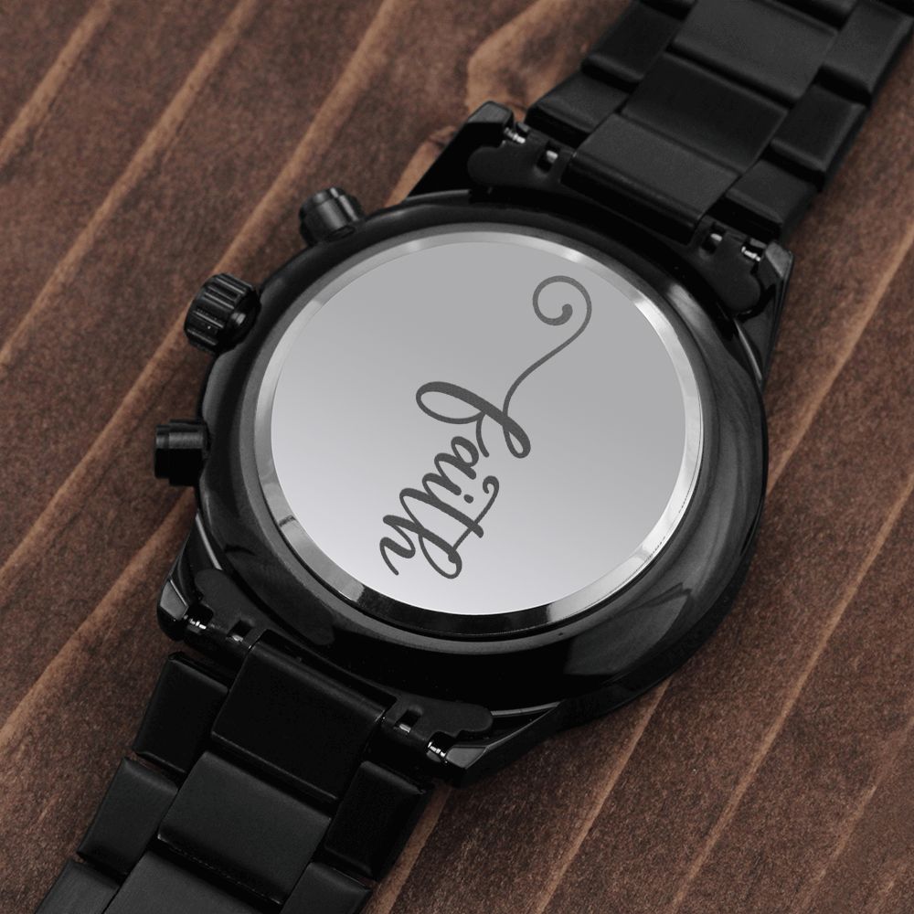 Faith Engraved Bible Verse Men's Watch Multifunction Stainless Steel W Copper Dial-Express Your Love Gifts