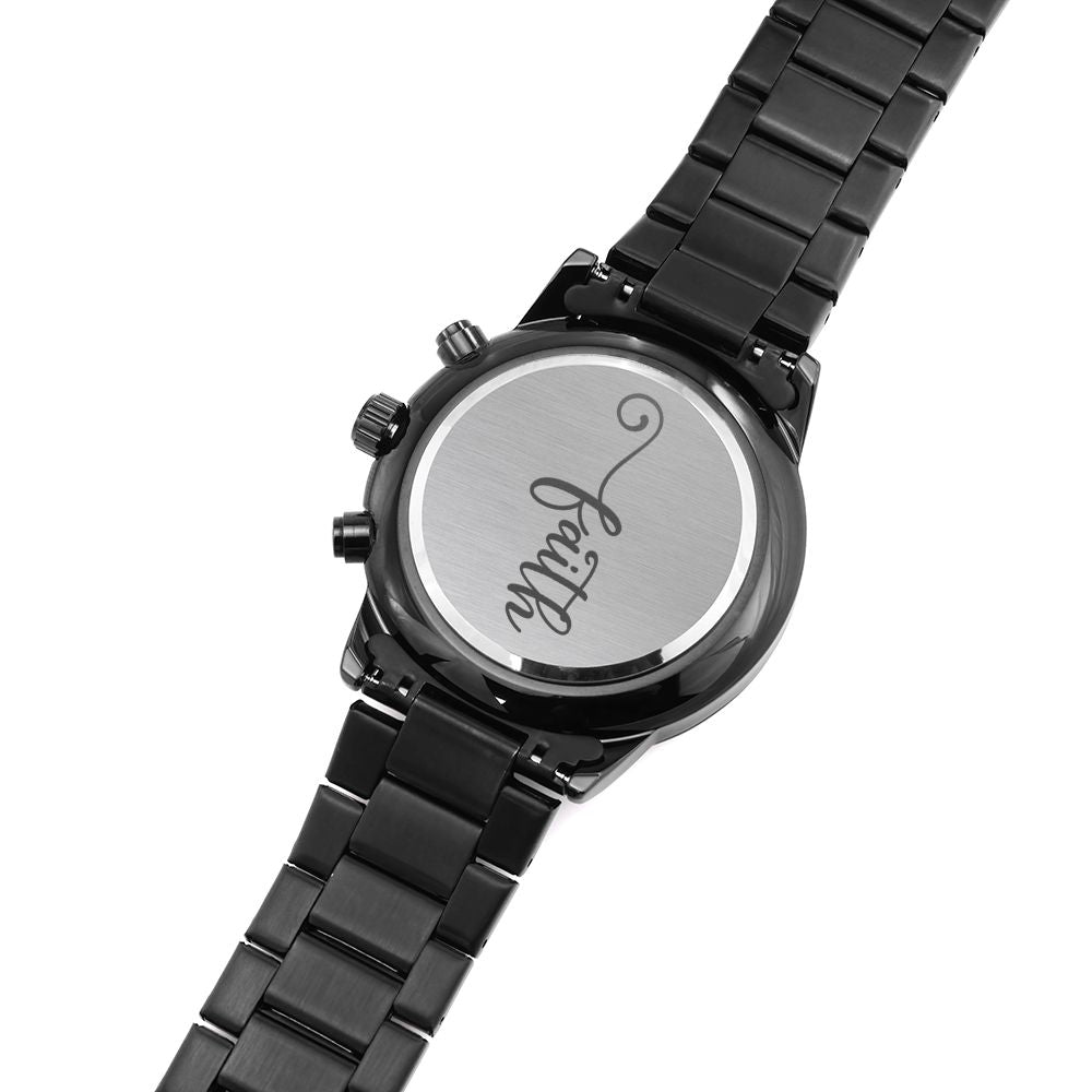 Faith Engraved Bible Verse Men's Watch Multifunction Stainless Steel W Copper Dial-Express Your Love Gifts