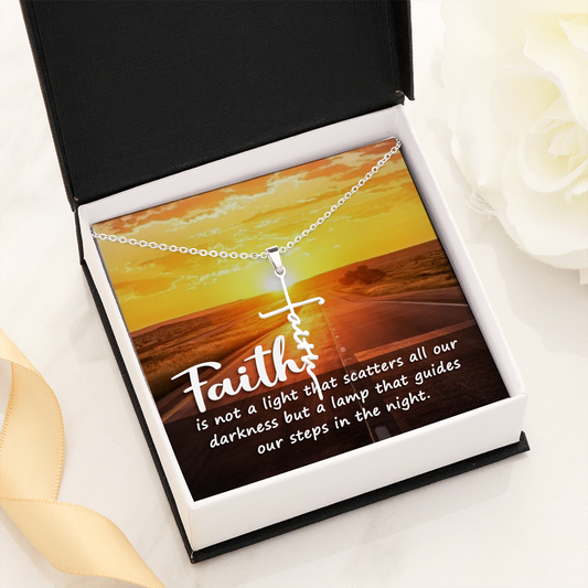 Faith is Not a Light Psalm 119:105 Faith Cross Necklace w Inspirational Bible Message Card-Express Your Love Gifts