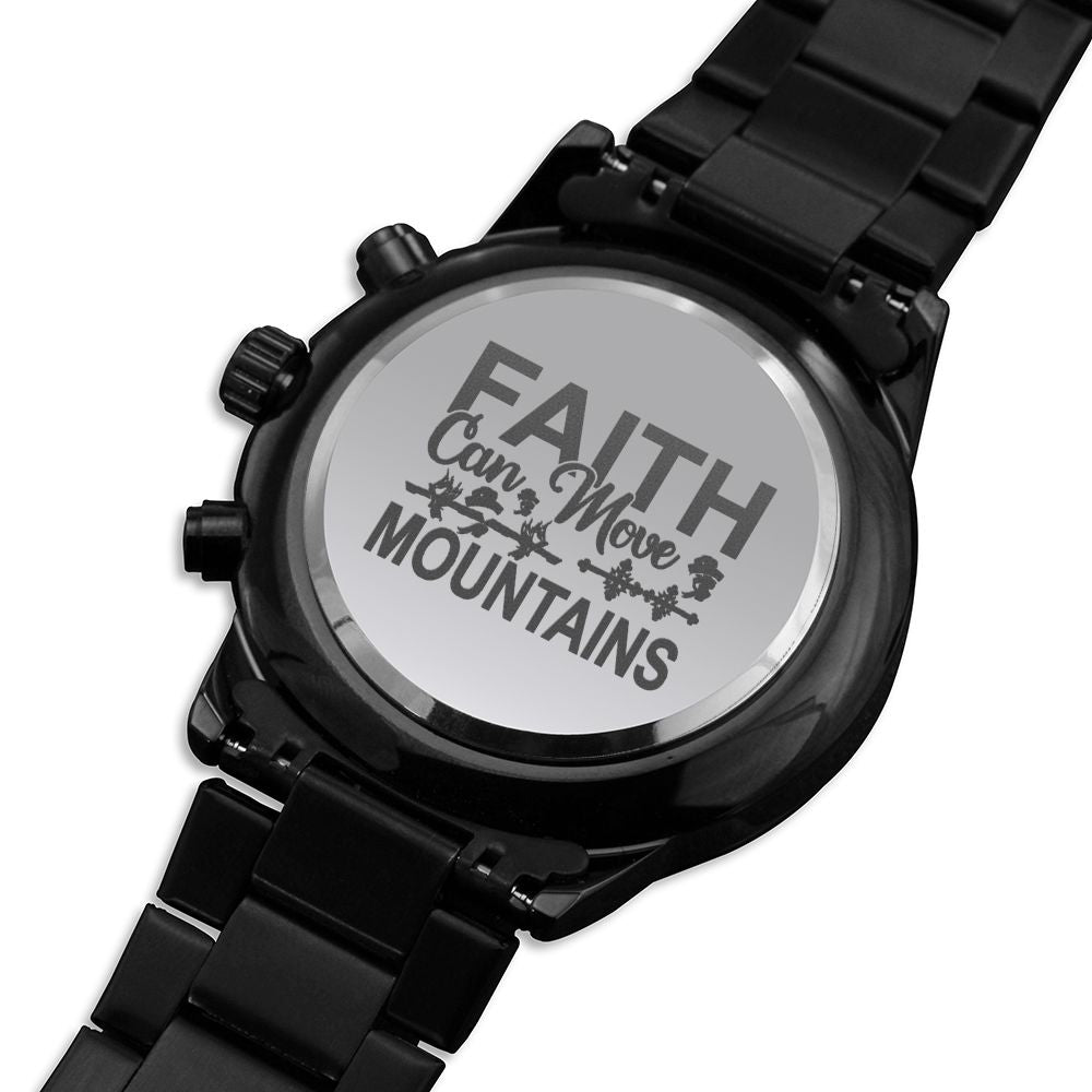Faith Moves Mountains Engraved Bible Verse Men's Watch Multifunction Stainless Steel W Copper Dial-Express Your Love Gifts