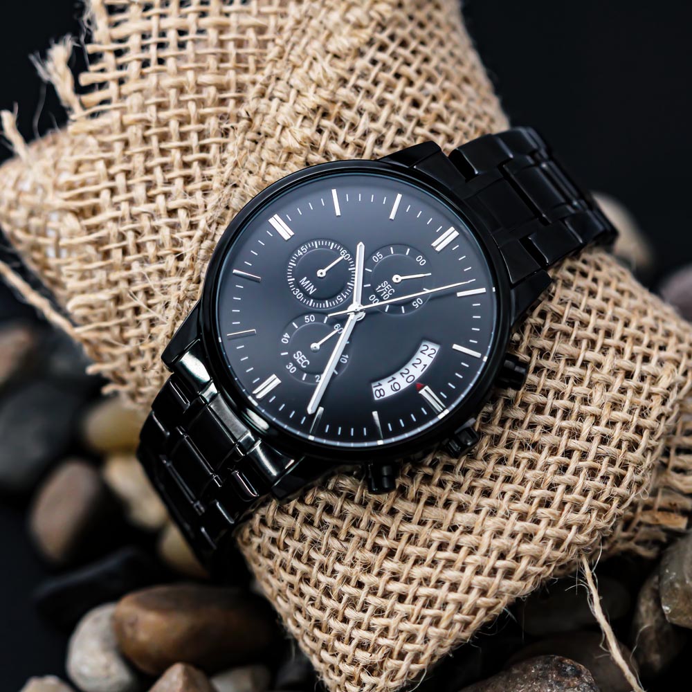 He Is Risen Vines Engraved Bible Verse Men's Watch Multifunction Stainless Steel W Copper Dial-Express Your Love Gifts