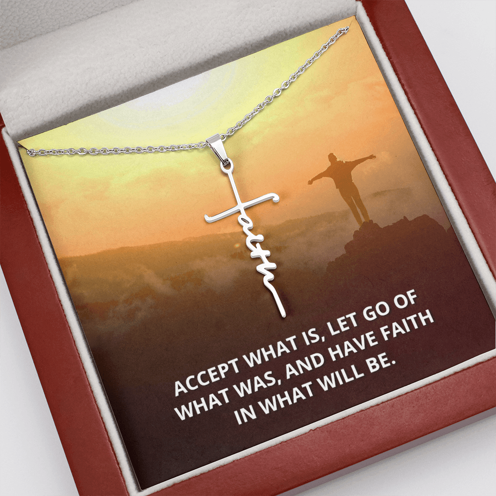 Let Go of What Was Isaiah 43:18-19 Faith Cross Necklace w Inspirational Bible Message Card-Express Your Love Gifts